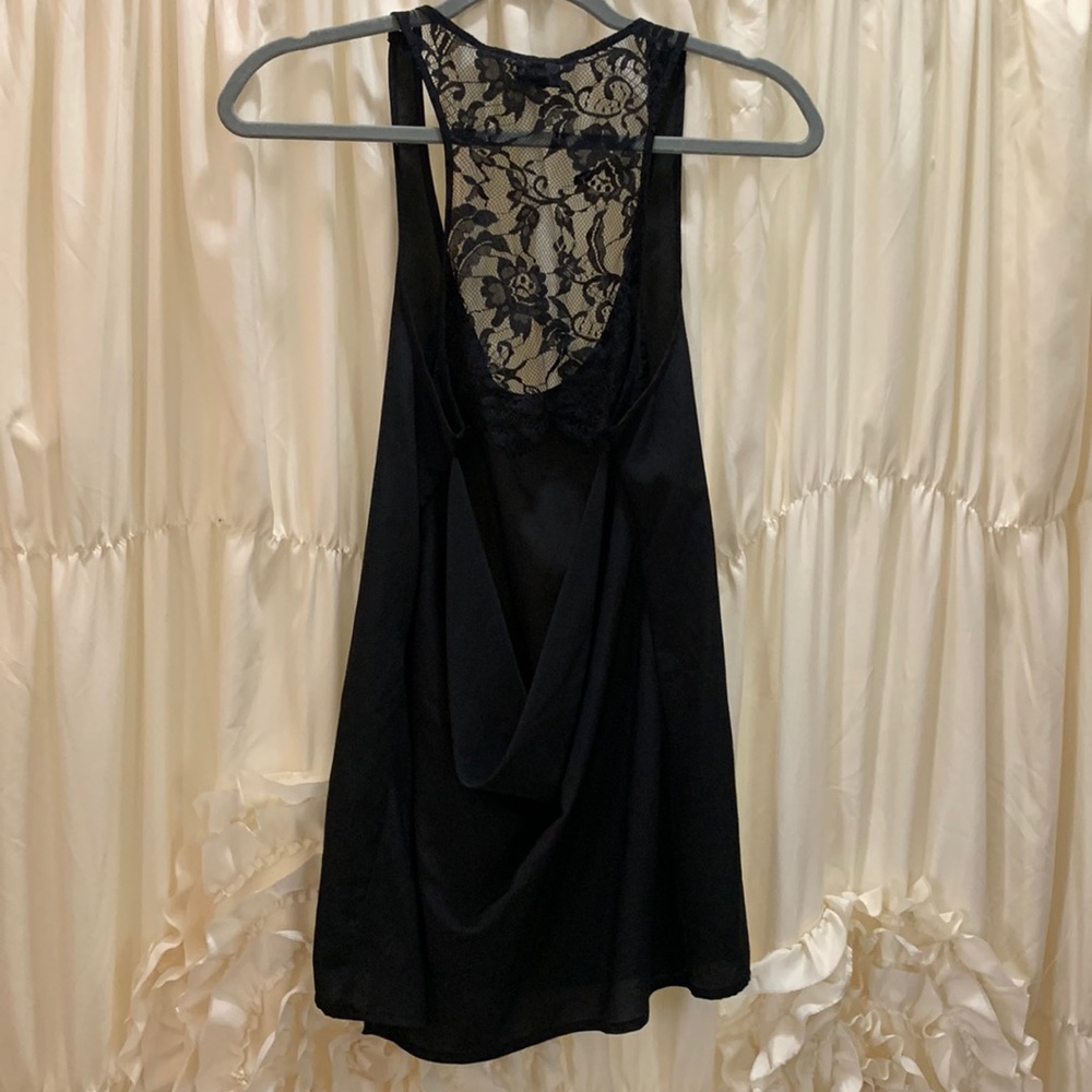 Urban outfitters Sparkle & Fade black sheer open back tank top with lace detail